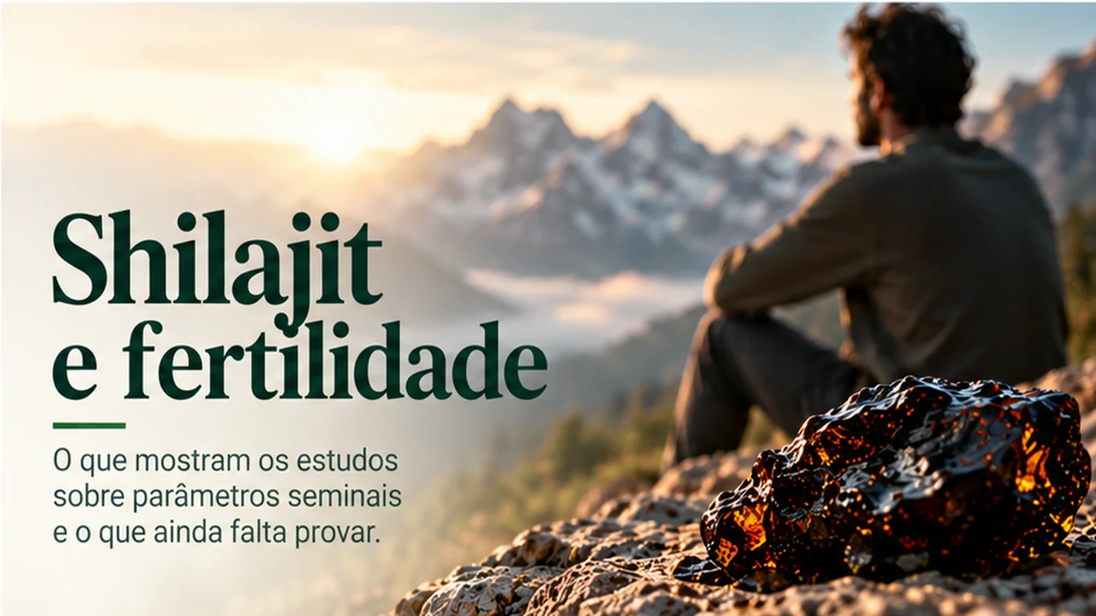 Resina de shilajit sobre rocha; o que os estudos mostram sobre parâmetros seminais e o que ainda falta provar