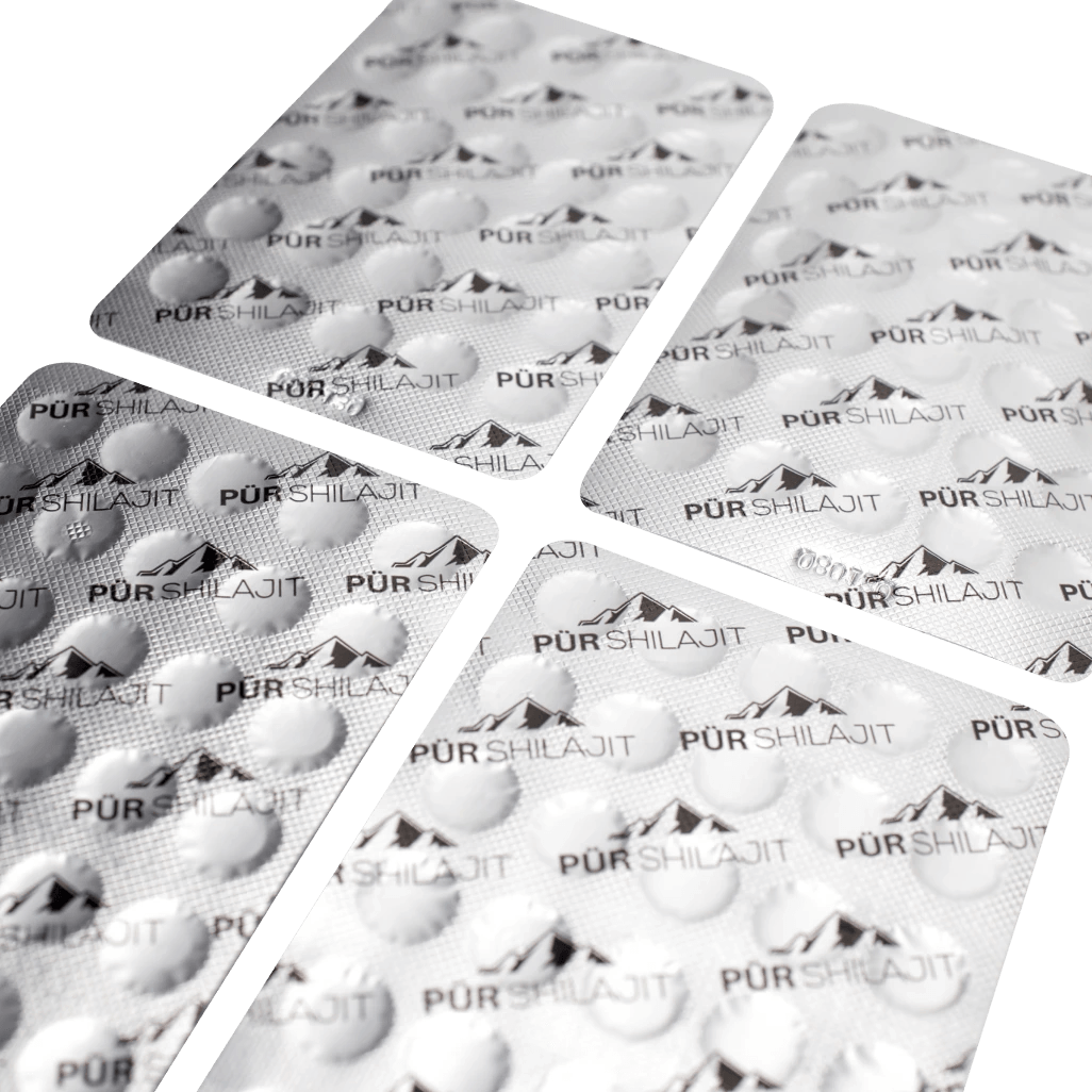 Comprimidos de shilajit em frasco — formato dose pré-medida
